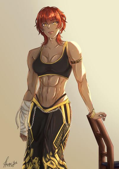 Title: Character Design - “Scarlet”, Medium: Made in ClipStudioPaint, Size: 2480x3508px